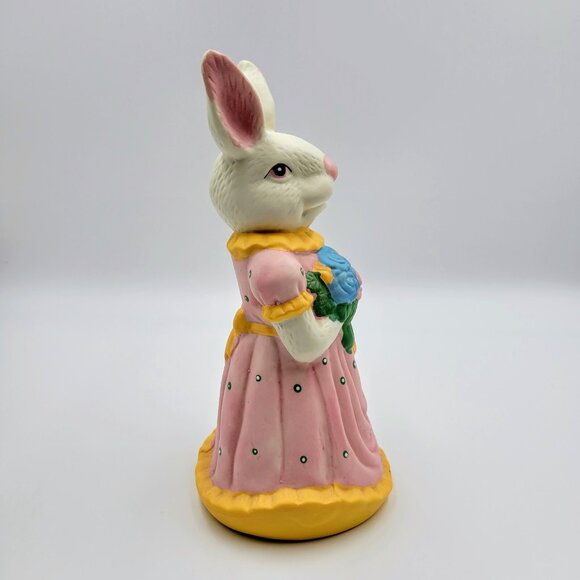 Easter Bunny Figurine Rabbit Girl Female Flowers Dress Read - Picture 5 of 10
